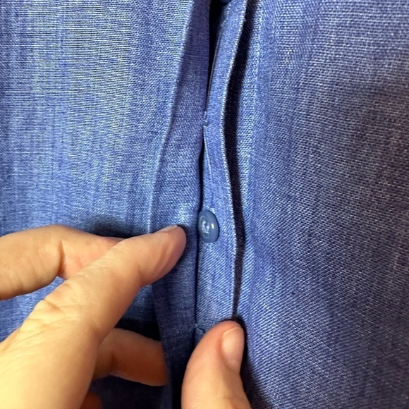 Anne Klein 100% Linen Chambray Sleeveless Mandarin Collar swing Dress Size Small - Picture 10 of 12